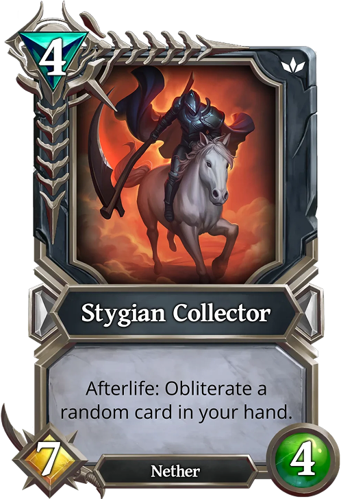 Stygian Collector card treatment